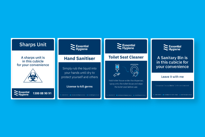 Essential Hygiene graphic design work